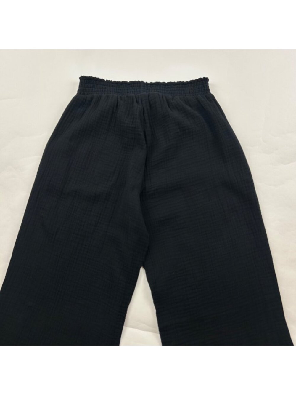 Drew Black Cotton Gauze Smocked Waist Wide Leg Lounge Pant XS - Picture 7 of 7